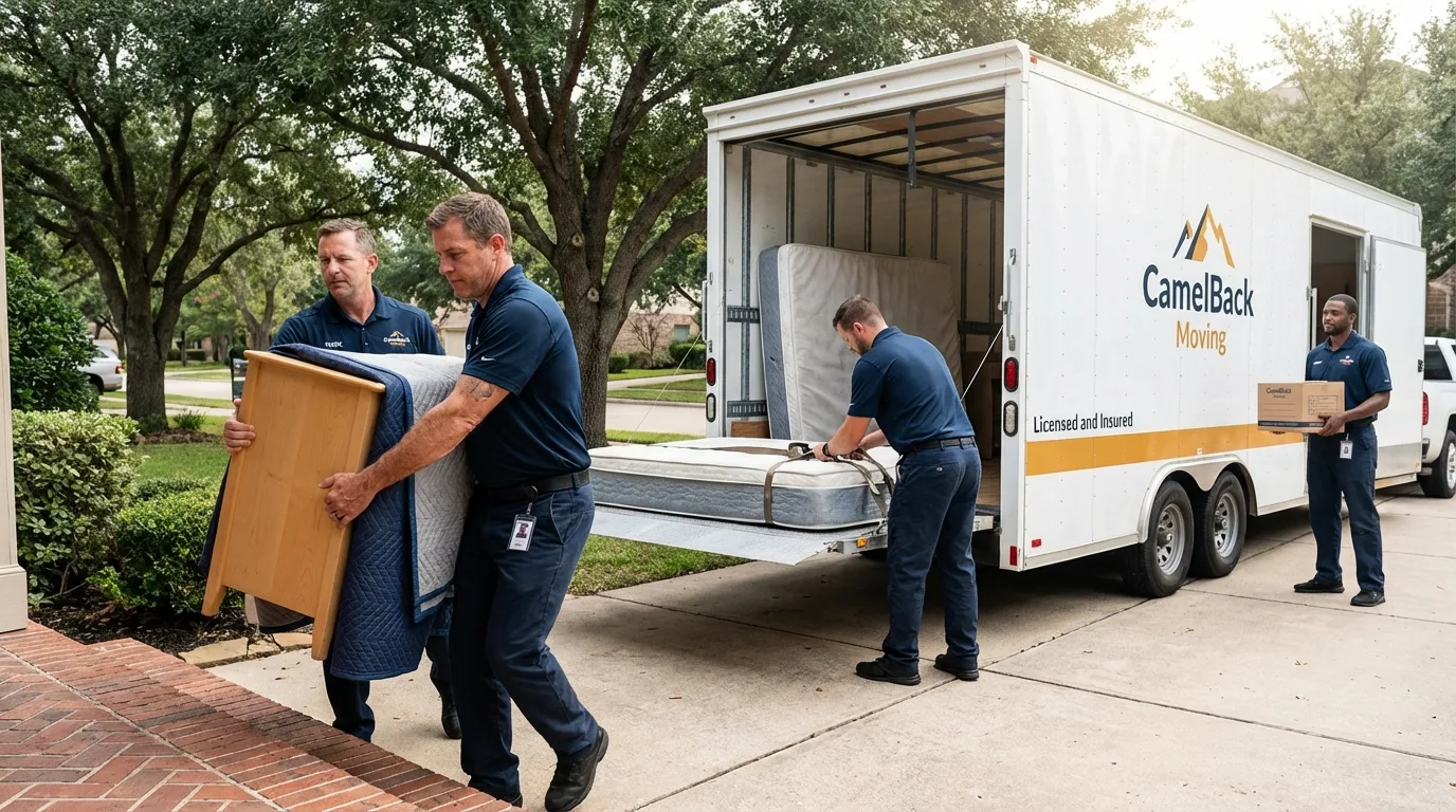 Crew loading residential truck for cross-state move from Winnsboro, SC