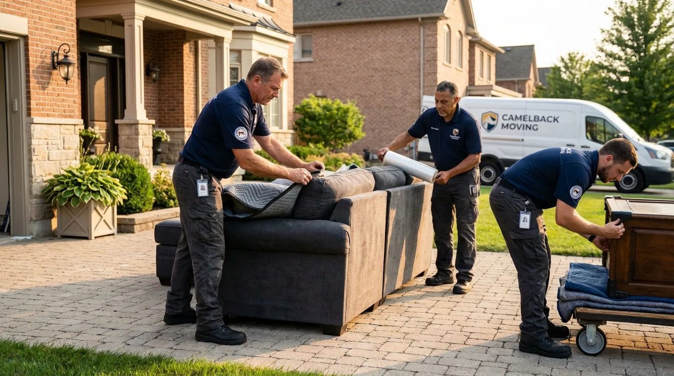 Large estate moving crew wrapping furniture in Winnsboro, SC