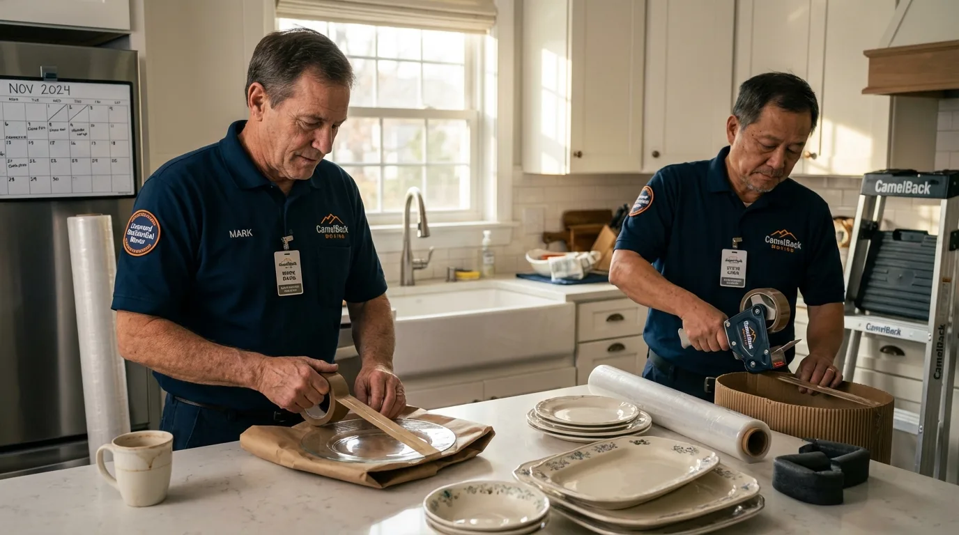 Professional crew packing kitchen dishware in Winnsboro, SC